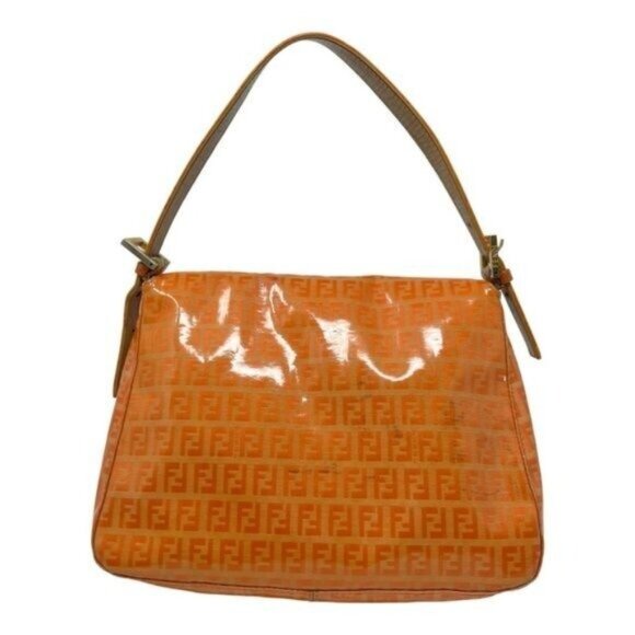 Fendi Zucchino Mama Forever Patent Leather Orange Baguette Shoulder Bag - Picture 5 of 16